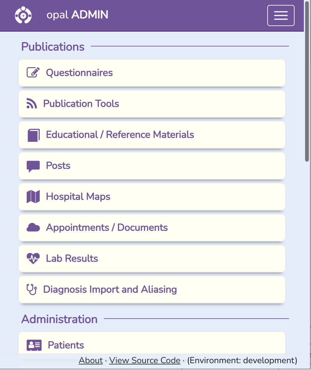 Navigation menu hamburger view